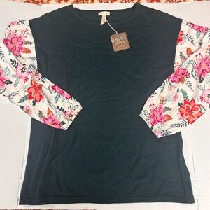 Matilda Jane Fancy & Flouncy Sweater Womens Green Floral Long Sleeve Small NWT